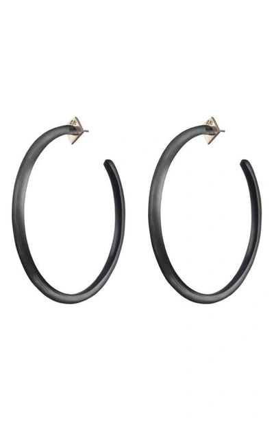 Shop Alexis Bittar Large Skinny Hoop Earrings In Black