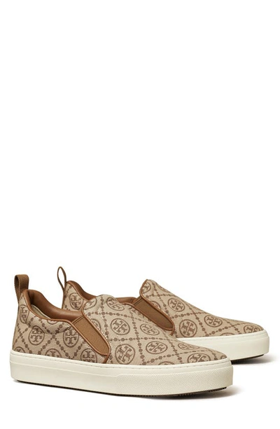 Shop Tory Burch T Monogram Slip-on Sneaker In Hazel/ Caballo Brown