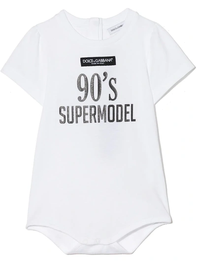 Shop Dolce & Gabbana Slogan-print Cotton Body In White