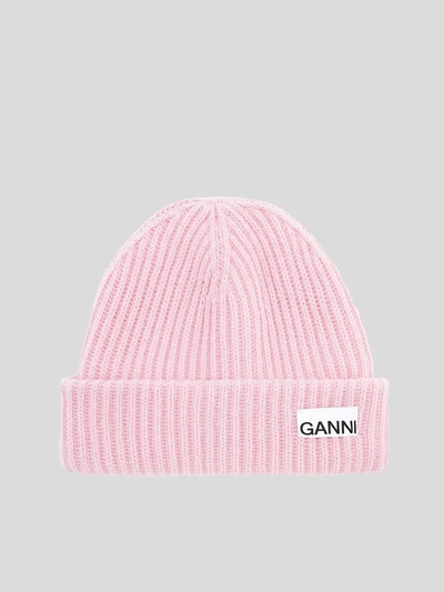 Shop Ganni Beanie In Pink Nectar