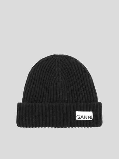 Shop Ganni Beanie In Black