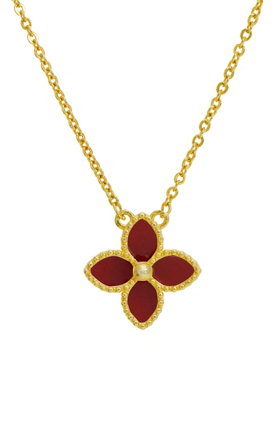 Shop Savvy Cie Jewels 18k Gold Vermeil Agate Pendant Necklace In Red