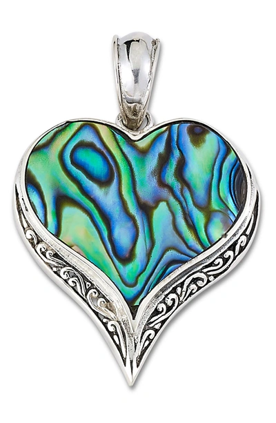 Shop Samuel B. Sterling Silver Abalone Shell Heart Pendant In Blue And Green