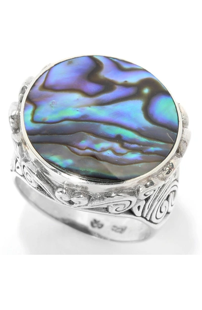 Shop Samuel B. Sterling Silver Abalone Swirl Filigree Ring In Blue And Green