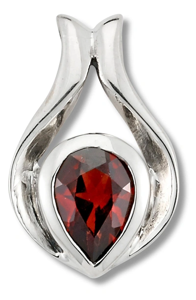 Shop Samuel B. Sterling Silver Pear Cut Garnet Pendant In Red