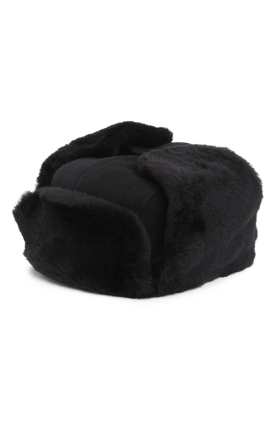 Ugg Quilted Nylon & Faux Fur Trapper Hat In Black