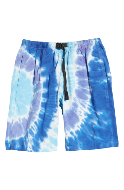 Shop Gramicci Tie Dye Cotton Blend Shorts In Blue Psychedelic