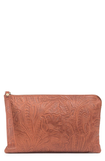 Shop Hobo Wayfare Leather Clutch In Embossed Floral