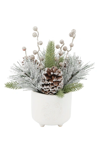 Shop Flora Bunda Joy Wreath Christmas Mix Tabletop Decor In Ivory