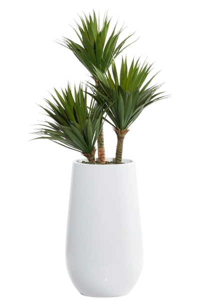 Shop Willow Row Green Faux Foliage Date Palm Artificial Plant With White Fiberglass Pot
