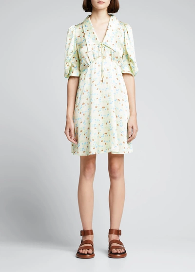 Shop Lee Mathews Bella Mini Dress In Lemon Multi