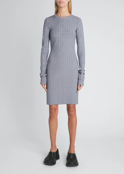 Shop Givenchy 4g Monogram Knit Dress In Mineral Blue