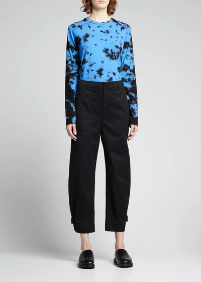 Shop Proenza Schouler White Label Cotton Twill Tapered Pants In Black