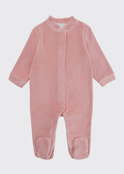 Shop Marie Chantal Girl's Velour Golden Angel Wing Footie Pajamas In Dusty Pink