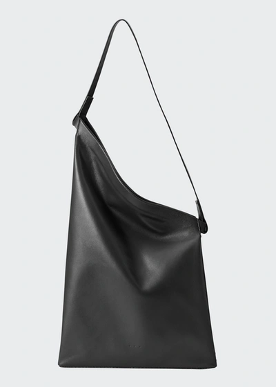 Shop Aesther Ekme Sway Asymmetric Leather Shoulder Bag In 101 Black