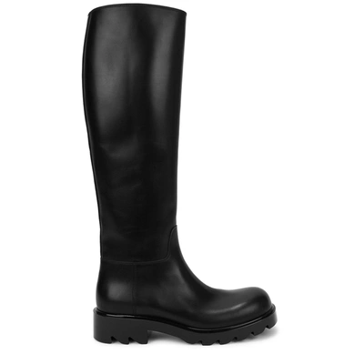 Shop Bottega Veneta Strut Black Leather Knee-high Boots