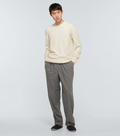 Shop Sunspel Cotton Pajama Pants In Mid Grey Melange2