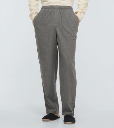 Shop Sunspel Cotton Pajama Pants In Mid Grey Melange2