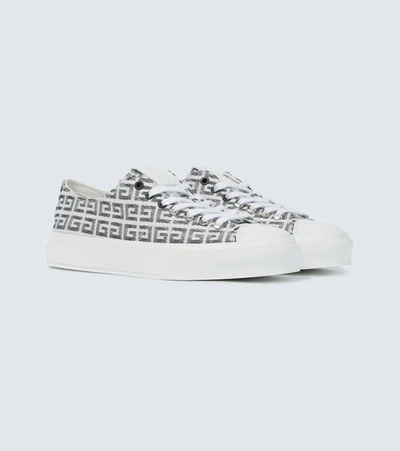 Shop Givenchy City 4g Jacquard Sneakers In Black/white