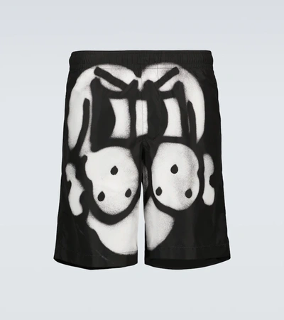 Shop Givenchy Printed Swim Shorts In Black/white