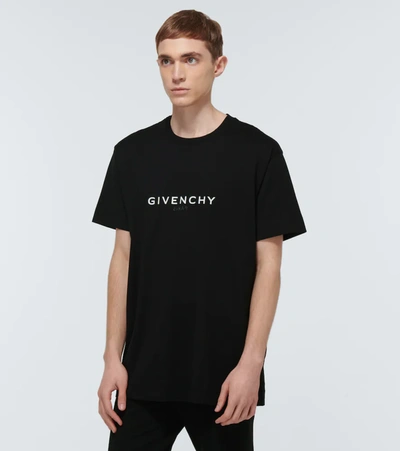 Shop Givenchy Oversized Logo Cotton T-shirt In Black