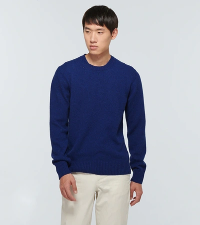 Shop Orlebar Brown Lorca Wool-blend Crewneck Sweater In Bleu