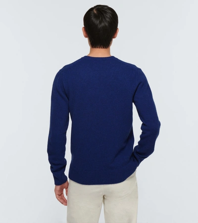 Shop Orlebar Brown Lorca Wool-blend Crewneck Sweater In Bleu