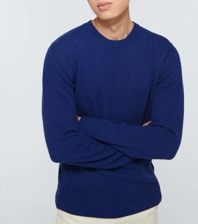 Shop Orlebar Brown Lorca Wool-blend Crewneck Sweater In Bleu