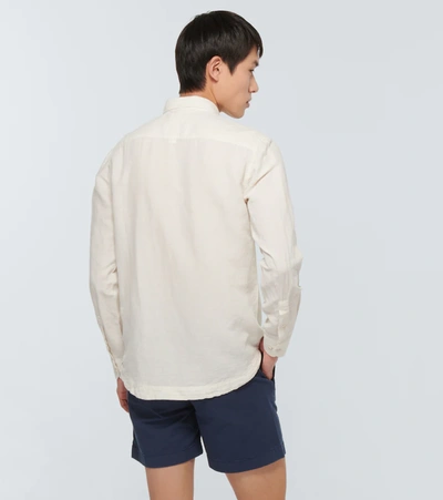 Shop Orlebar Brown Giles Linen-blend Long-sleeved Shirt In Alabaster