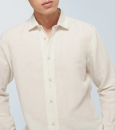 Shop Orlebar Brown Giles Linen-blend Long-sleeved Shirt In Alabaster