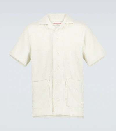Shop Orlebar Brown Griffith Toweling Cotton-blend Shirt In Cloud
