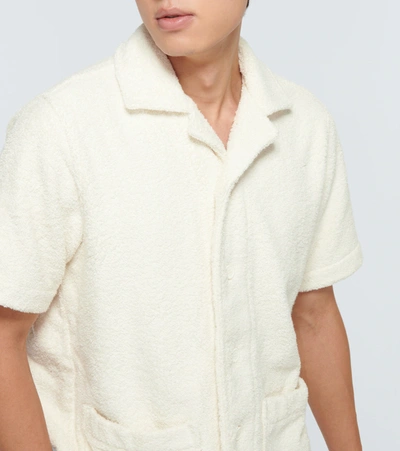 Shop Orlebar Brown Griffith Toweling Cotton-blend Shirt In Cloud