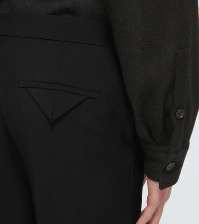 Shop Bottega Veneta Straight-leg Wool Pants In Black