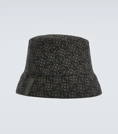 Shop Loewe Reversible Anagram Jacquard Bucket Hat In Anthracite/black