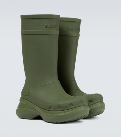 Shop Balenciaga Crocs Boots In Army Green