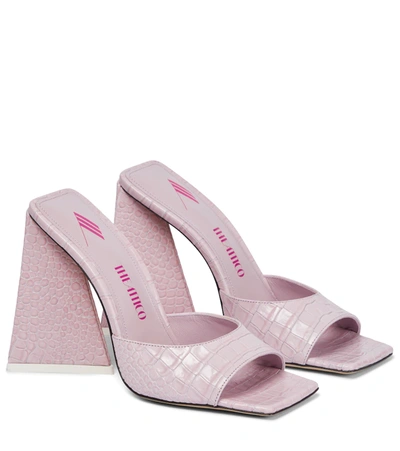 Shop Attico Devon Croc-effect Leather Sandals In Pastel Pink