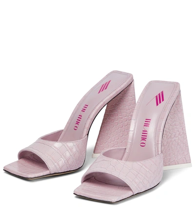 Shop Attico Devon Croc-effect Leather Sandals In Pastel Pink