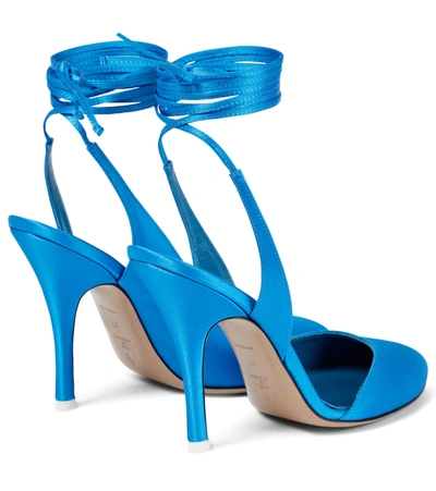 Attico Carrie Satin Pumps In Turquoise