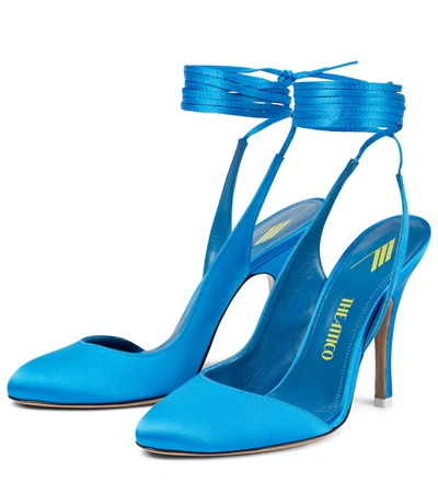 Attico Carrie Satin Pumps In Turquoise