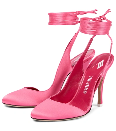 Shop Attico Carrie Satin Pumps In Barbie Pink
