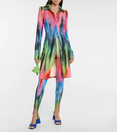 Attico Elton Spectrum Print Jersey Shirtdress In Multicolor