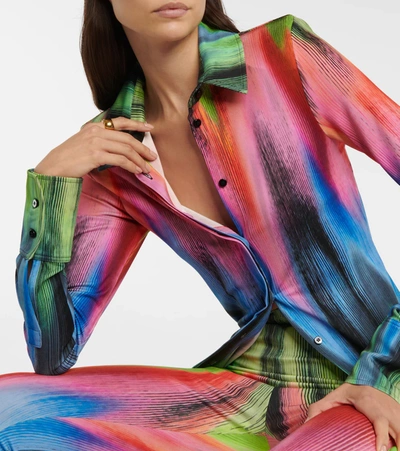 Attico Elton Spectrum Print Jersey Shirtdress In Multicolor