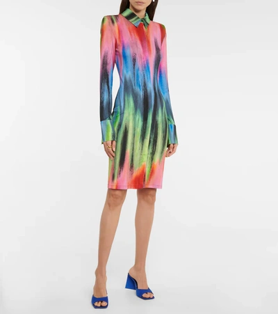 Attico Elton Spectrum Print Jersey Shirtdress In Multicolor