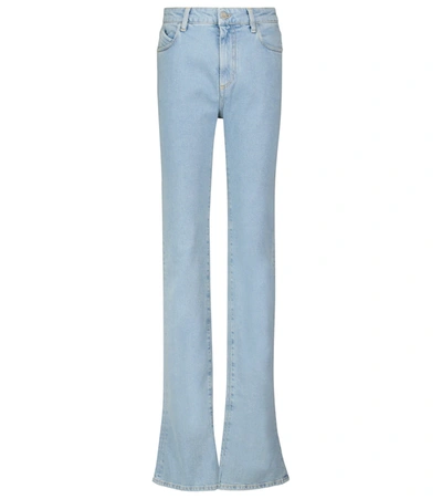 Shop Attico Dione High-rise Flared Jeans In Light Blue Denim