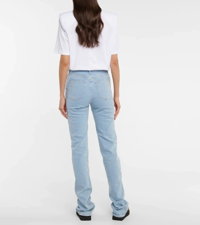 Shop Attico Dione High-rise Flared Jeans In Light Blue Denim