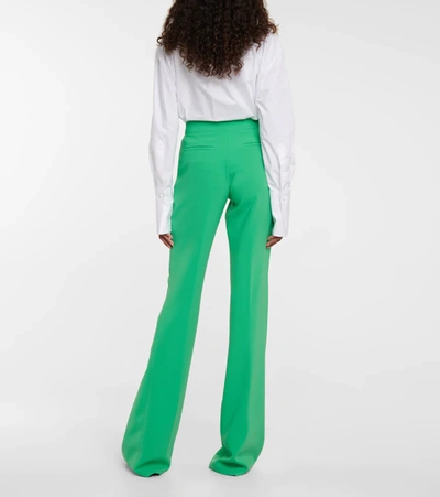 Shop Attico Rachel High-rise Flared Crêpe Pants In Emerald
