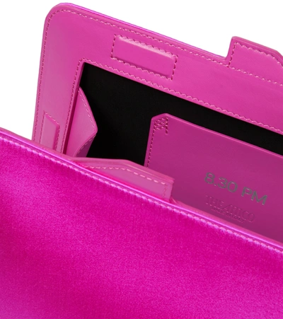 Attico Large Leather-trimmed Satin Clutch In Fuchsia