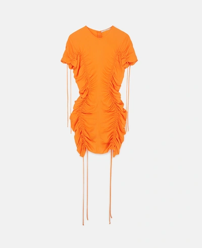Stella Mccartney Orange Ruched Bodycon Short Dress In Bright Orange