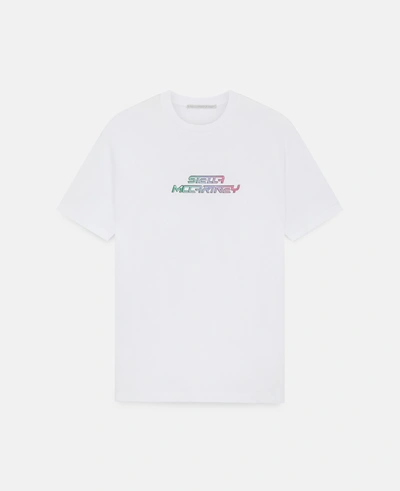 Shop Stella Mccartney Gel Logo Cotton T-shirt In Pure White