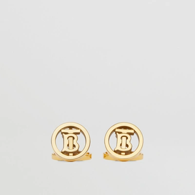 Shop Burberry Monogram Motif Gold-plated Cufflinks In Light Gold